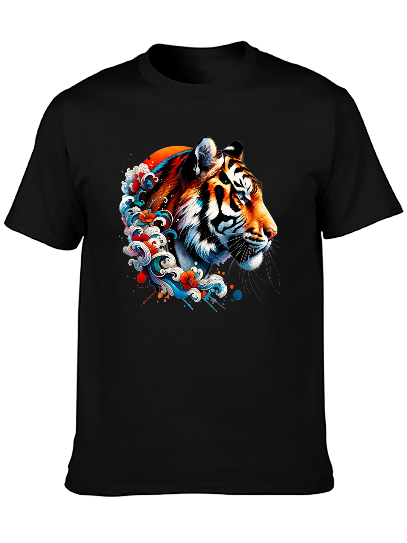 Tiger Wave Graphic Black T-Shirt