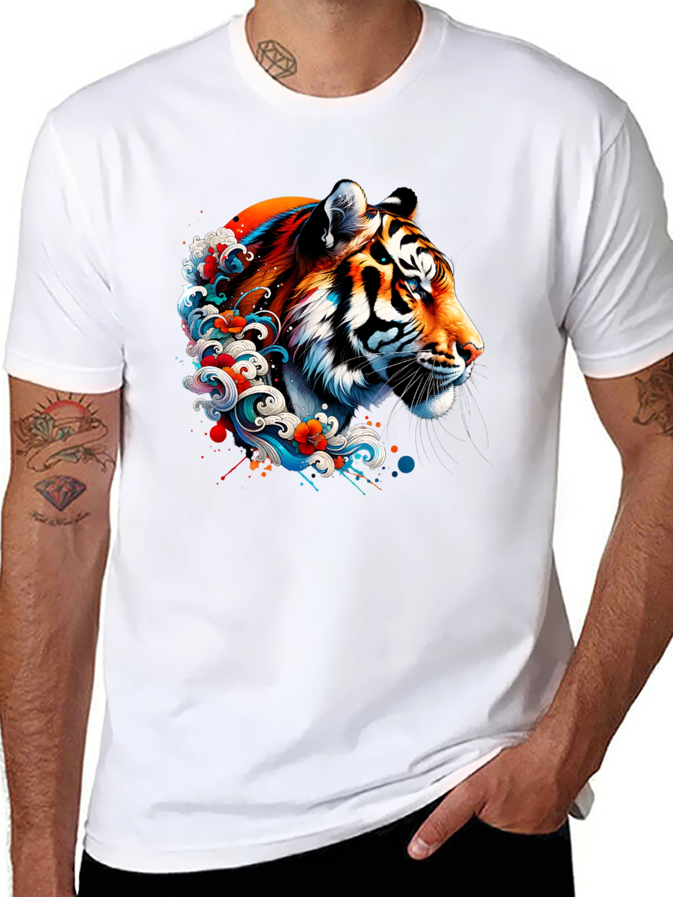 Tiger Wave Graphic Black T-Shirt