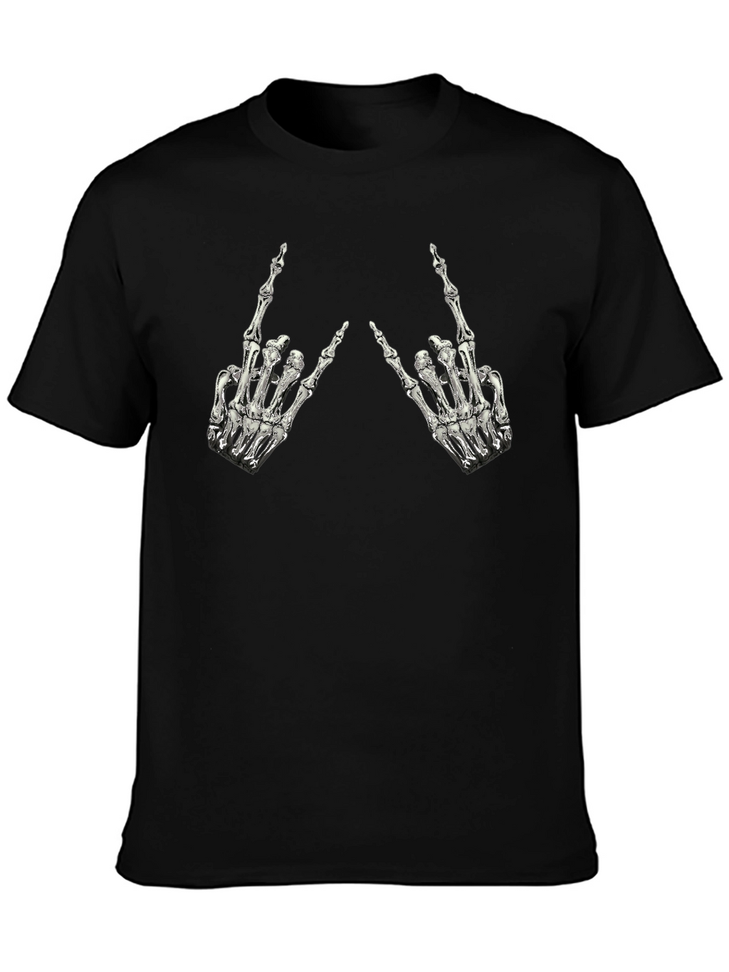Rock On Skeleton Hand Graphic Tee - Black