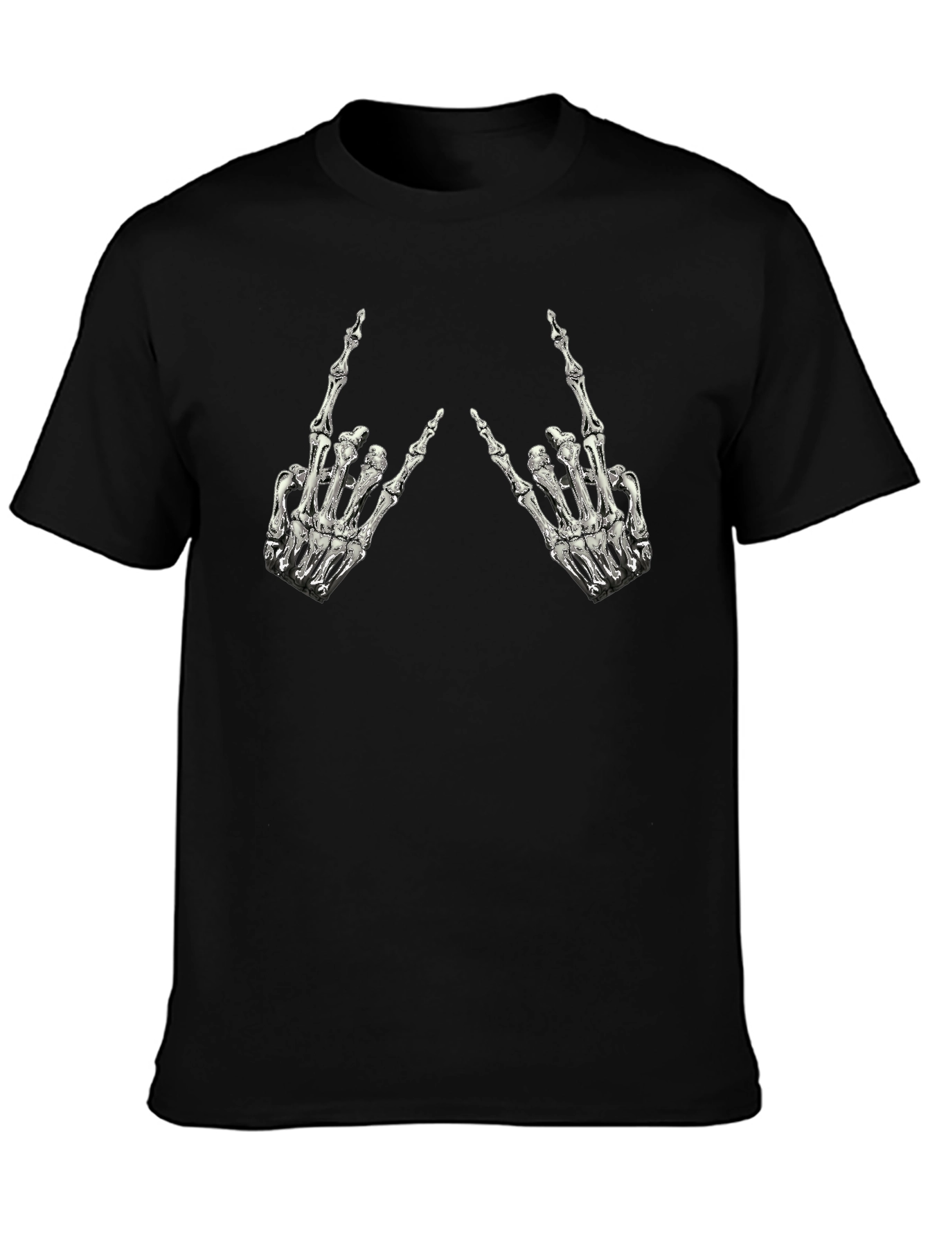 Rock On Skeleton Hand Graphic Tee - Black