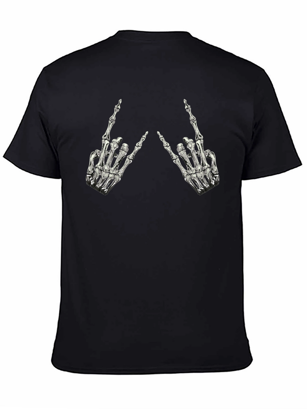 Rock On Skeleton Hand Graphic Tee - Black
