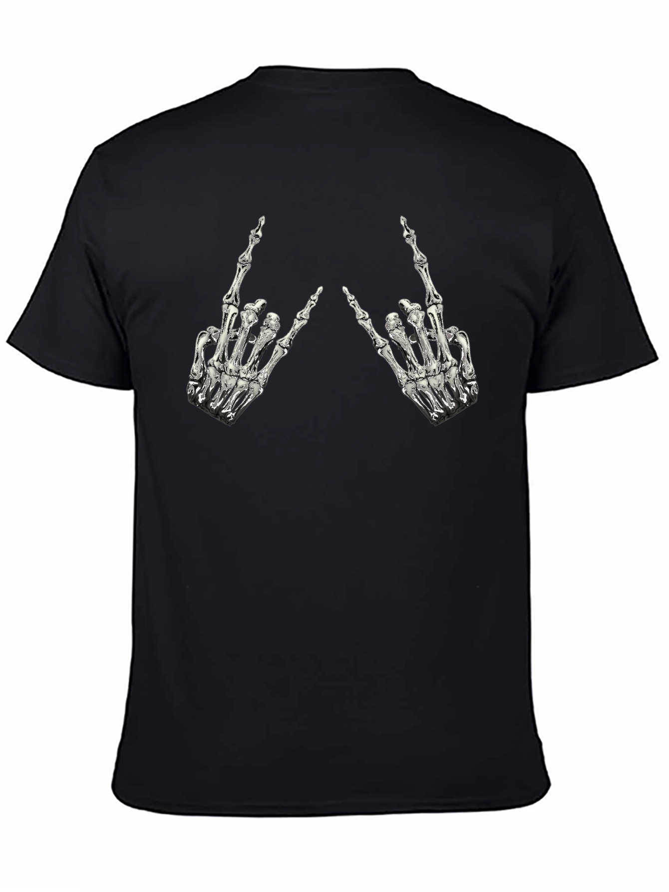 Rock On Skeleton Hand Graphic Tee - Black