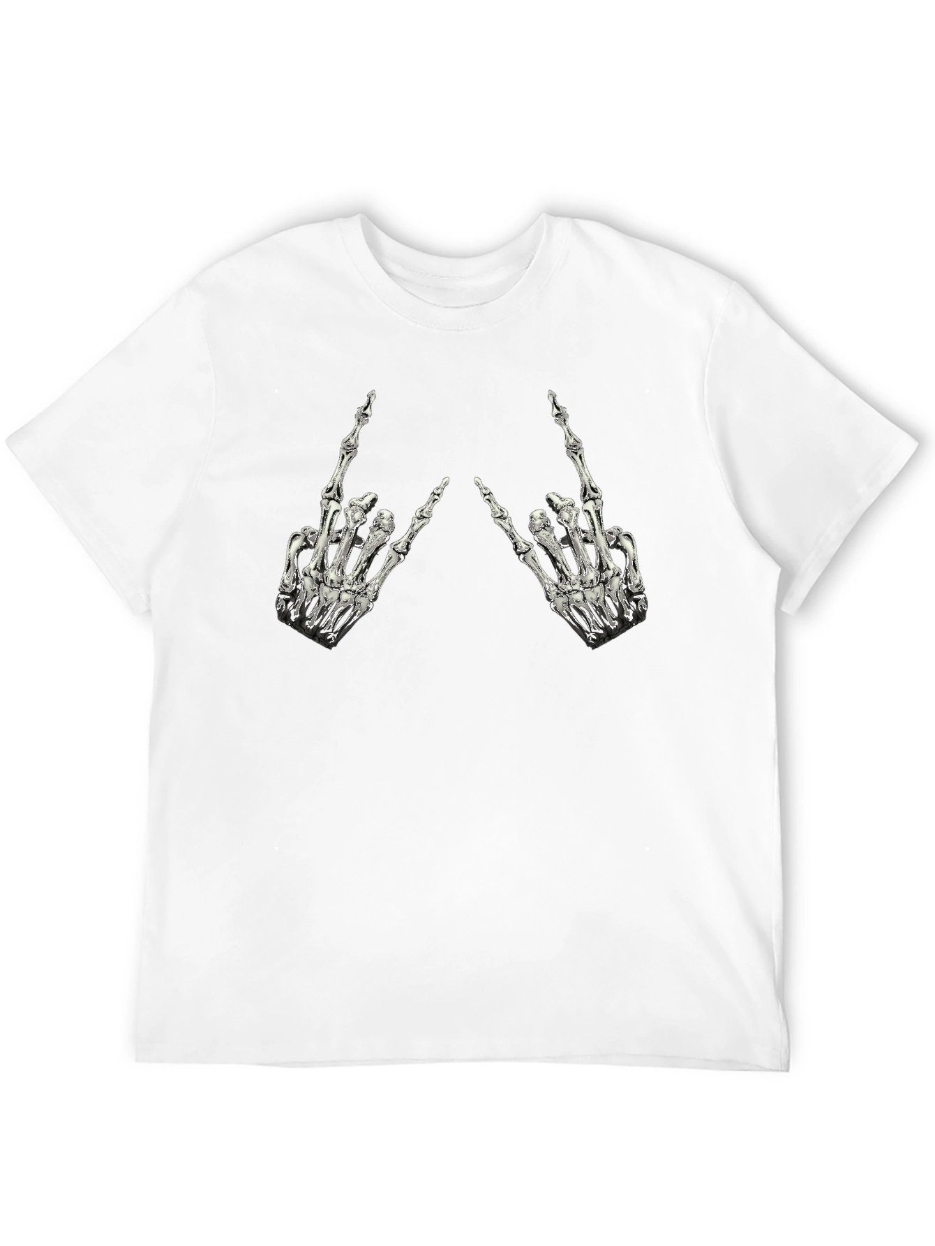 Rock On Skeleton Hand Graphic Tee - Black