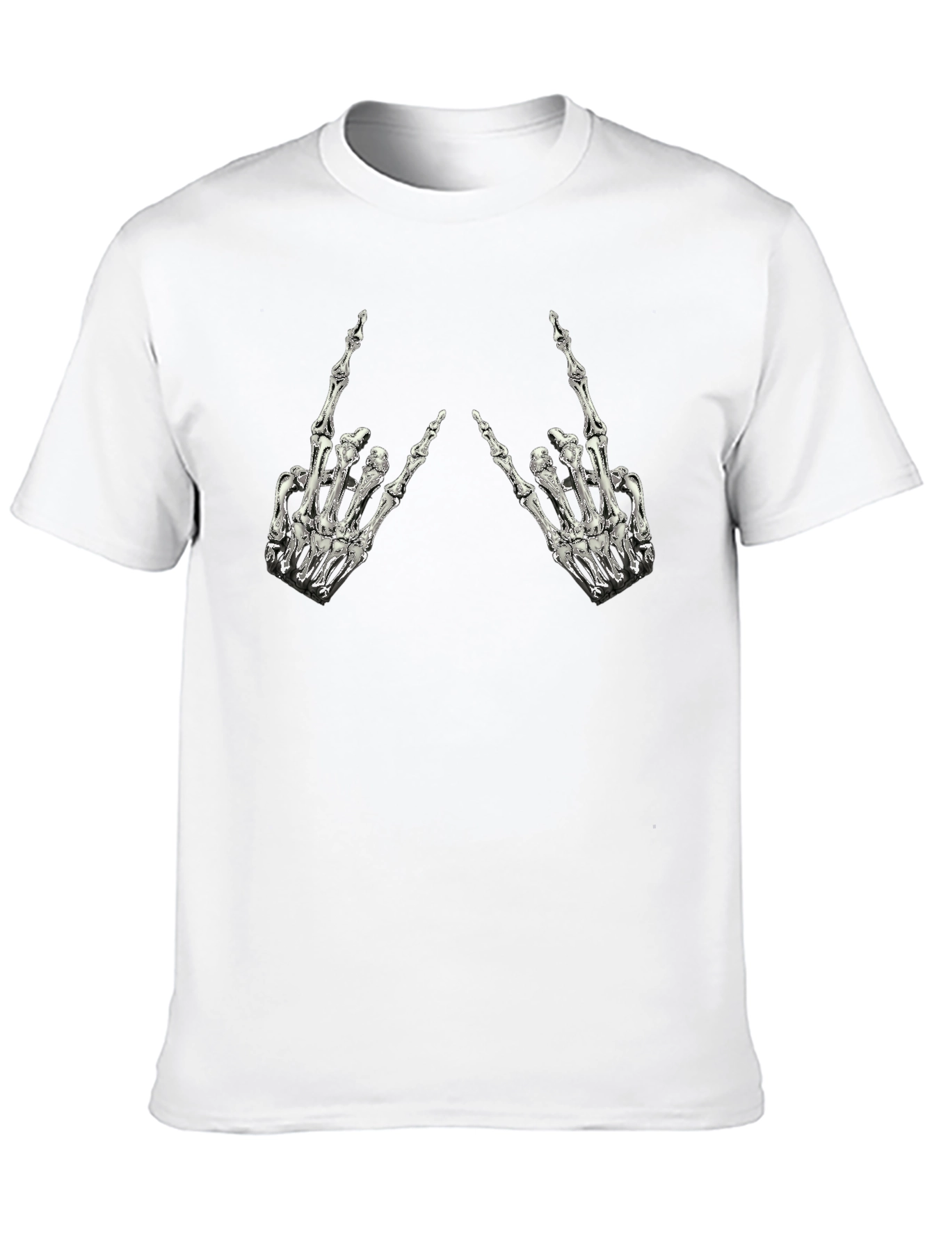 Rock On Skeleton Hand Graphic Tee - Black