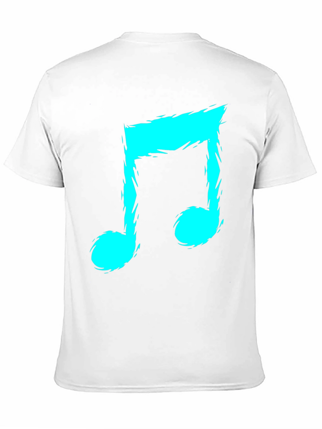 Mens Black T-Shirt with Teal Music Note Graphic