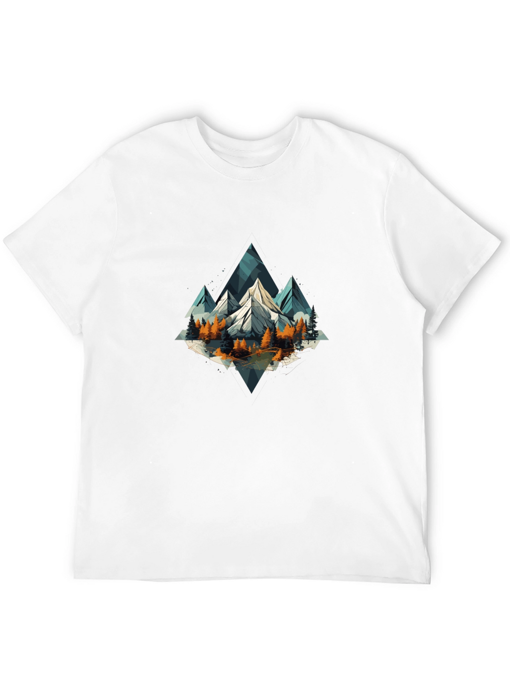 Geometric Mountain Scene Graphic Tee - Black