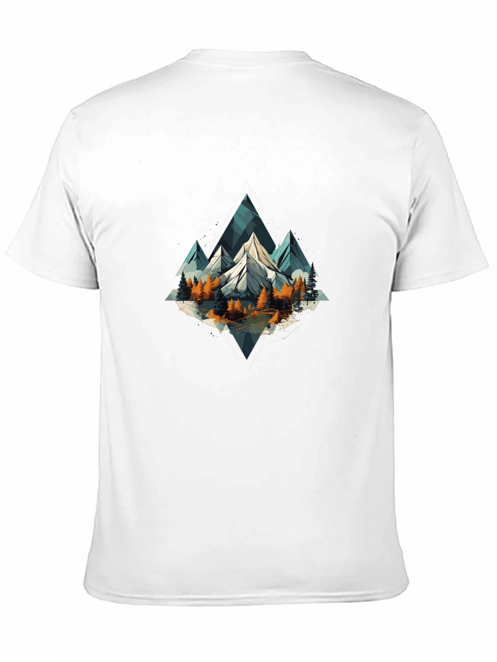 Geometric Mountain Scene Graphic Tee - Black