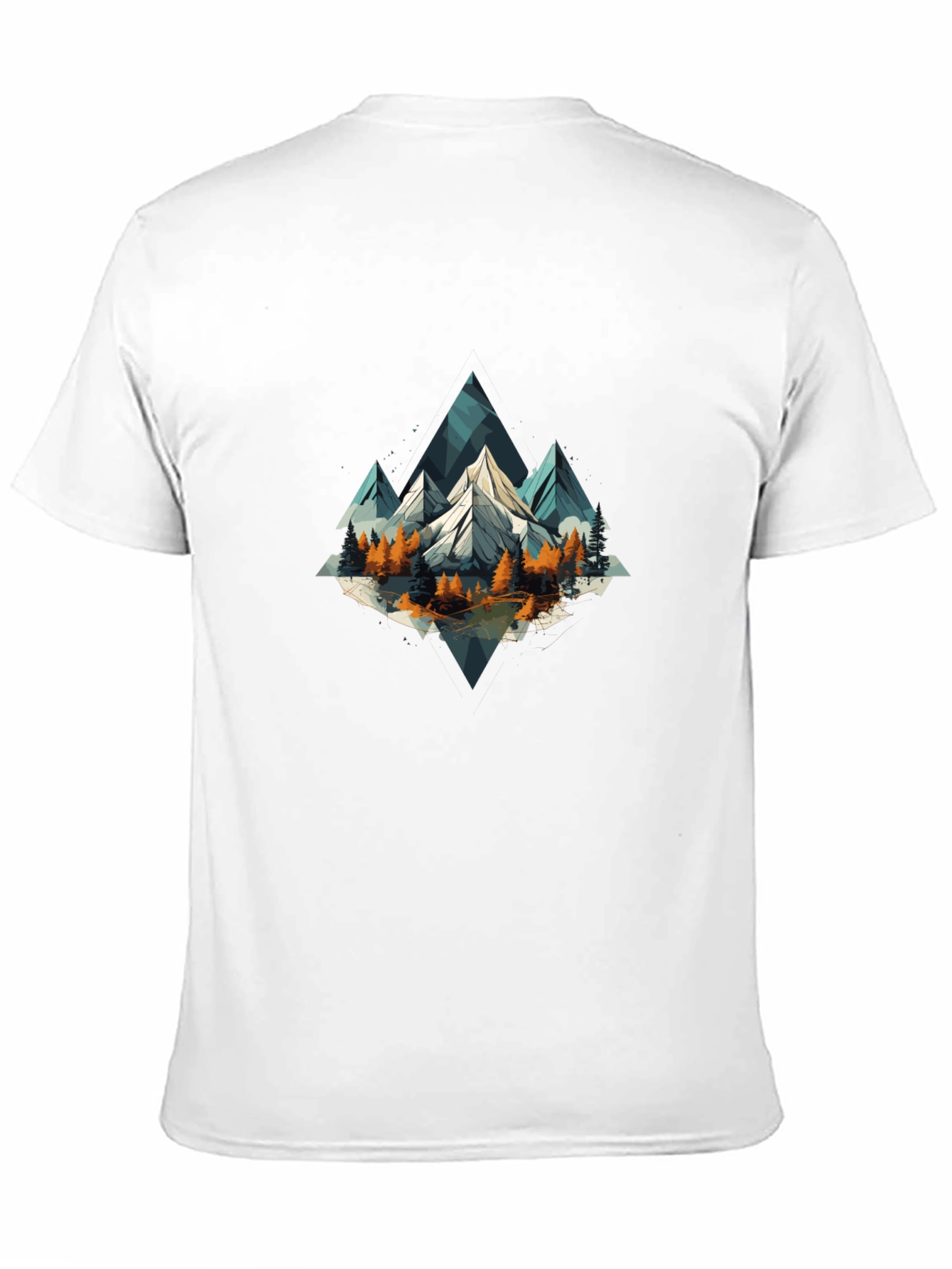 Geometric Mountain Scene Graphic Tee - Black