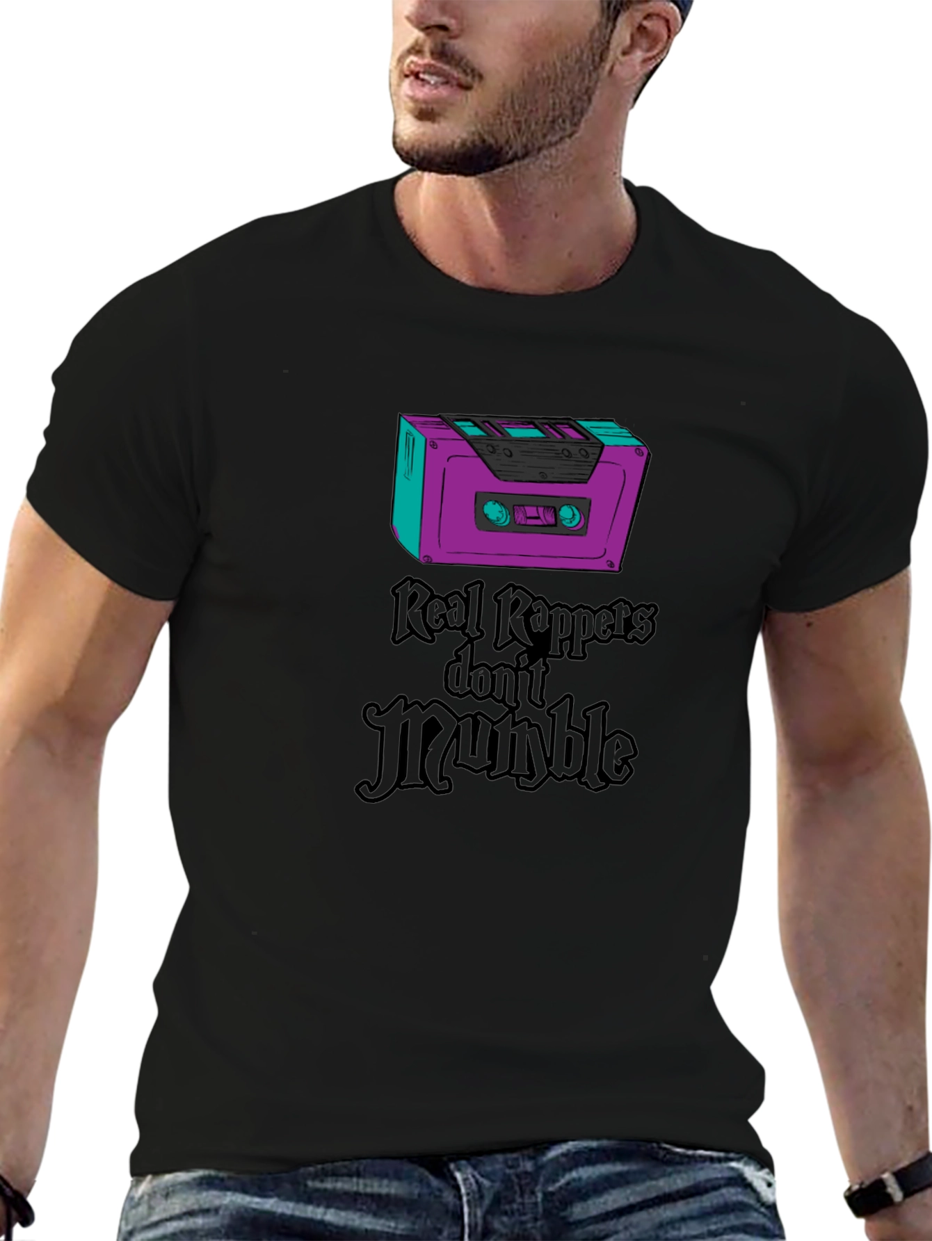 Retro Cassette Tape Real Rappers Graphic Tee