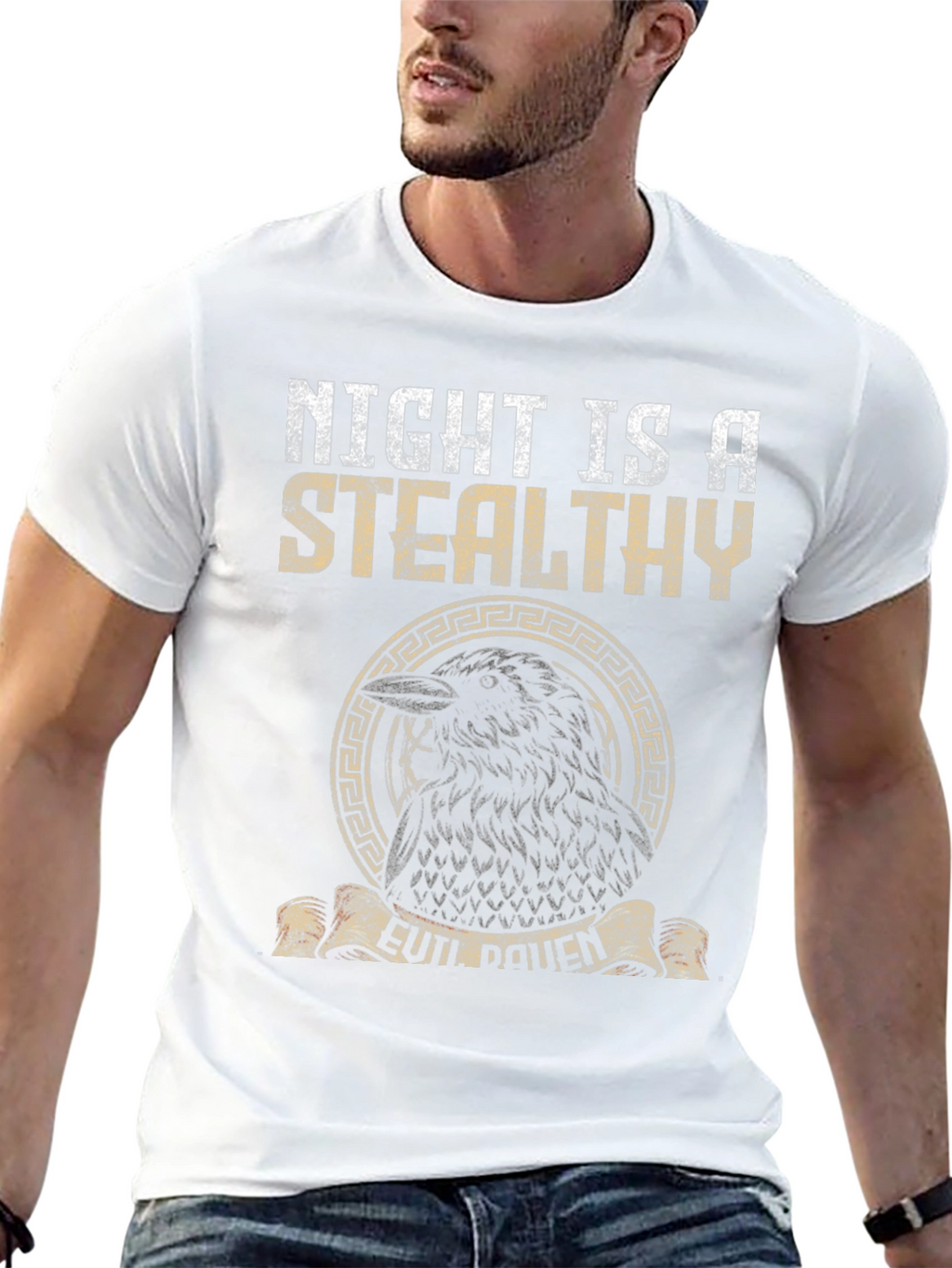 Night Raven Graphic Tee - Stealthy Bird Design