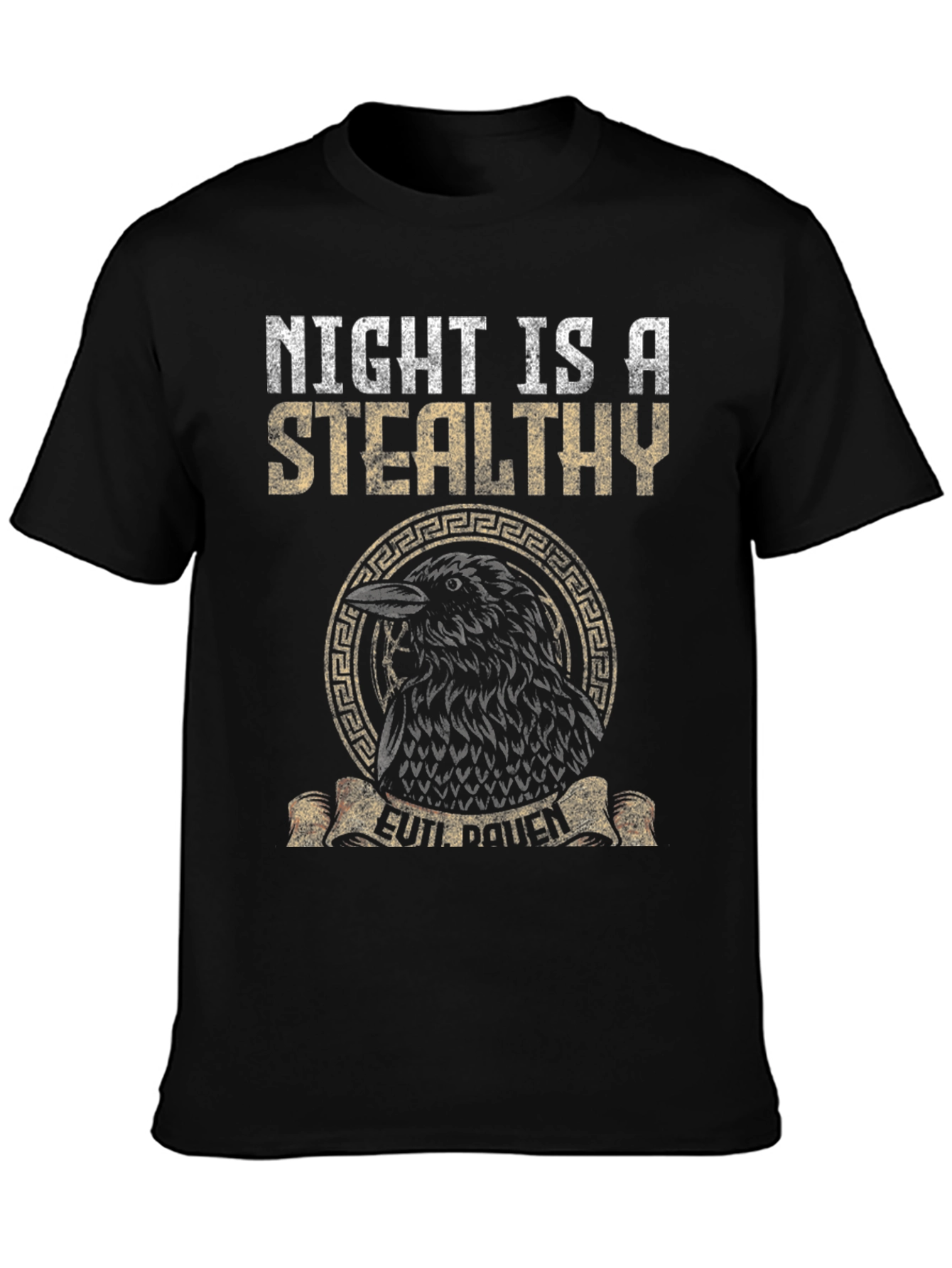 Night Raven Graphic Tee - Stealthy Bird Design