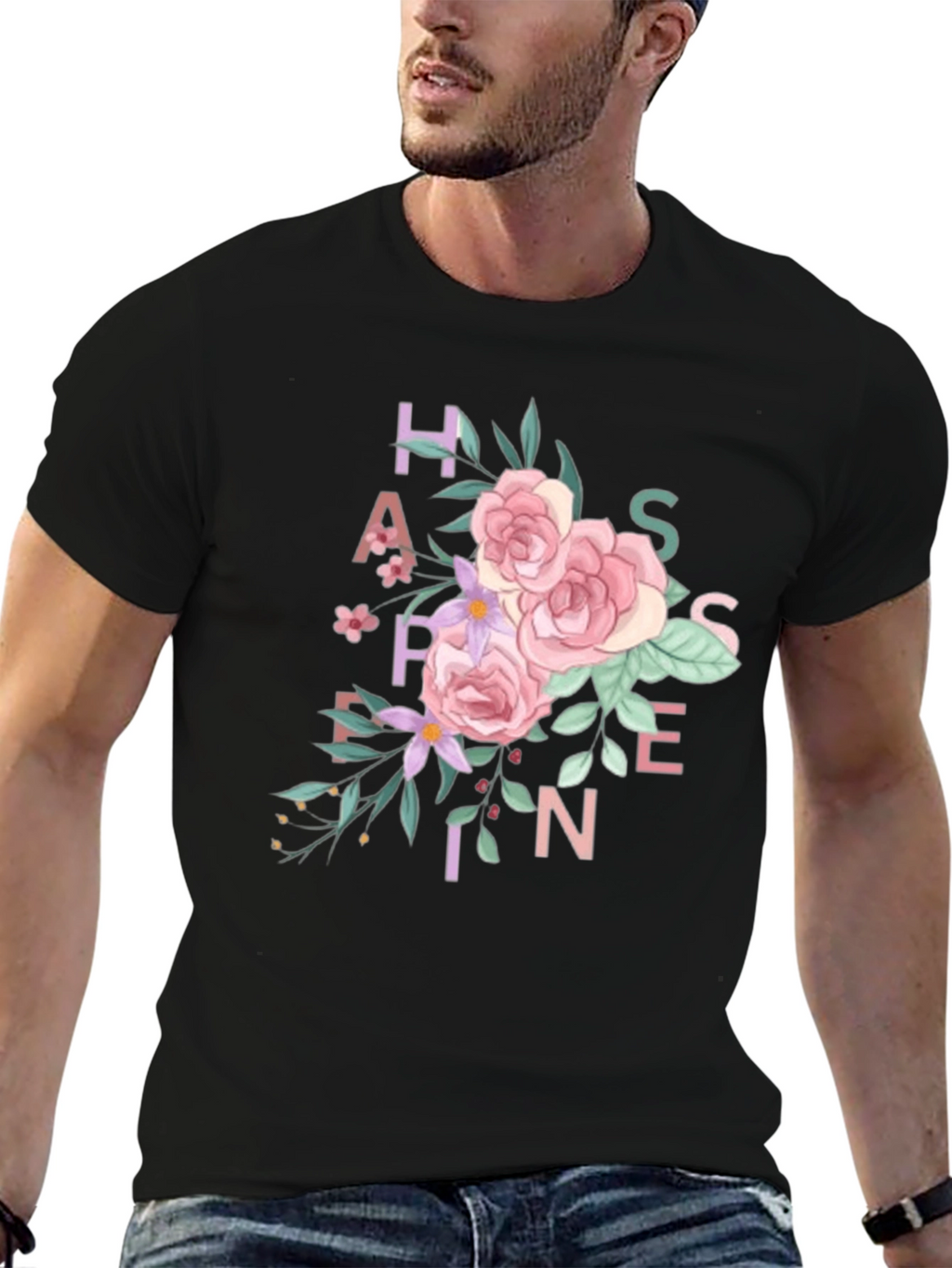 Floral Happiness T-Shirt - Black