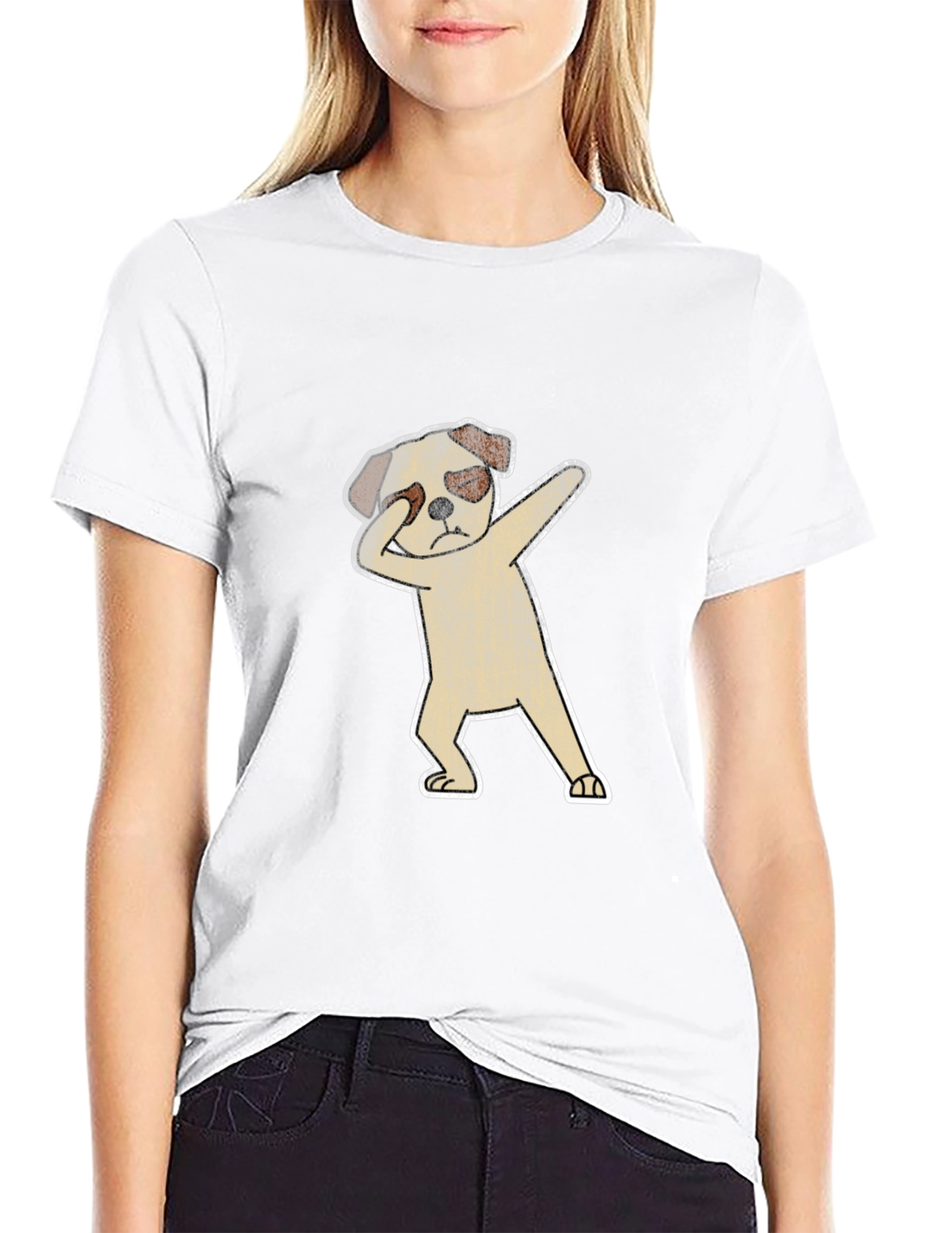 Dabbing Dog Graphic T-Shirt - Black
