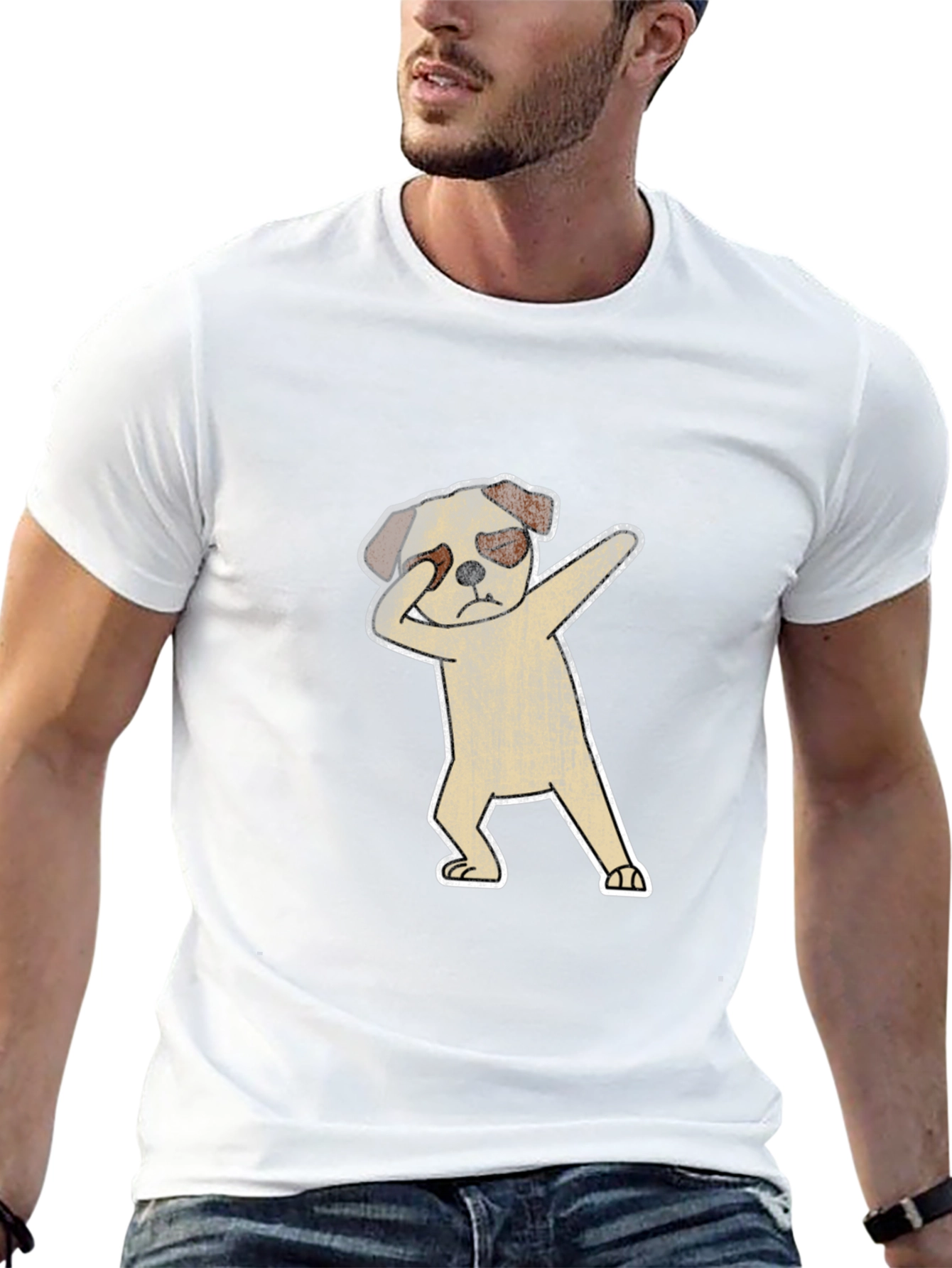 Dabbing Dog Graphic T-Shirt - Black