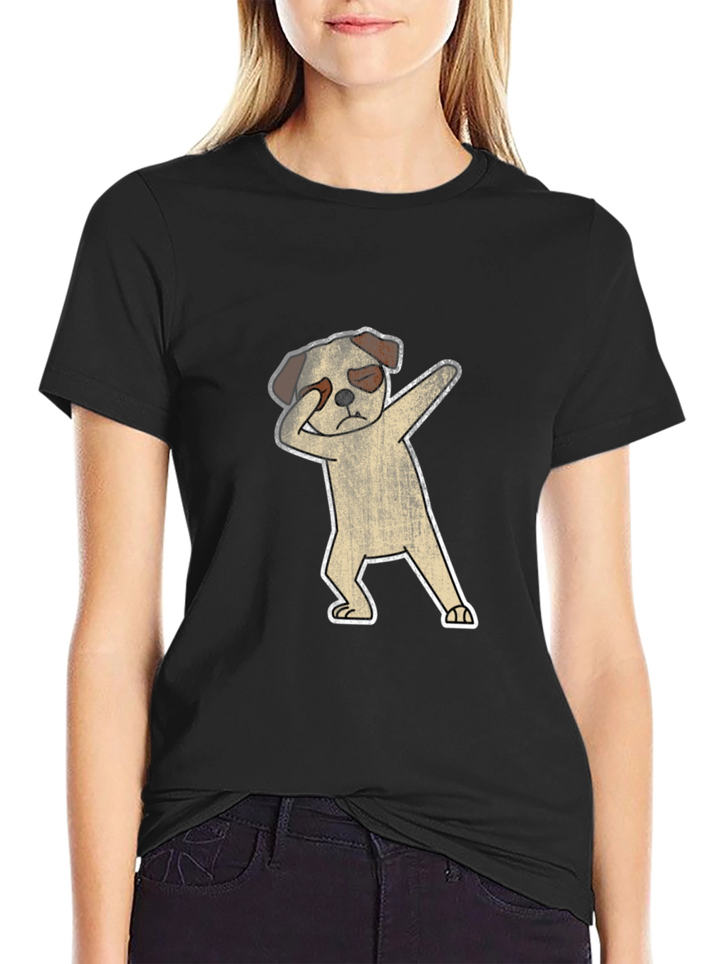 Dabbing Dog Graphic T-Shirt - Black