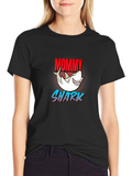 Mommy Shark Graphic Tee - Black Cotton Blend