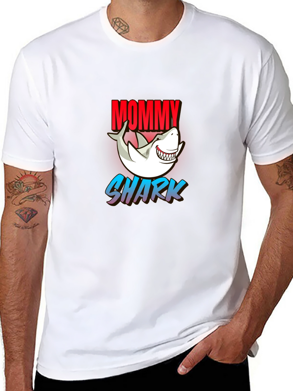 Mommy Shark Graphic Tee - Black Cotton Blend