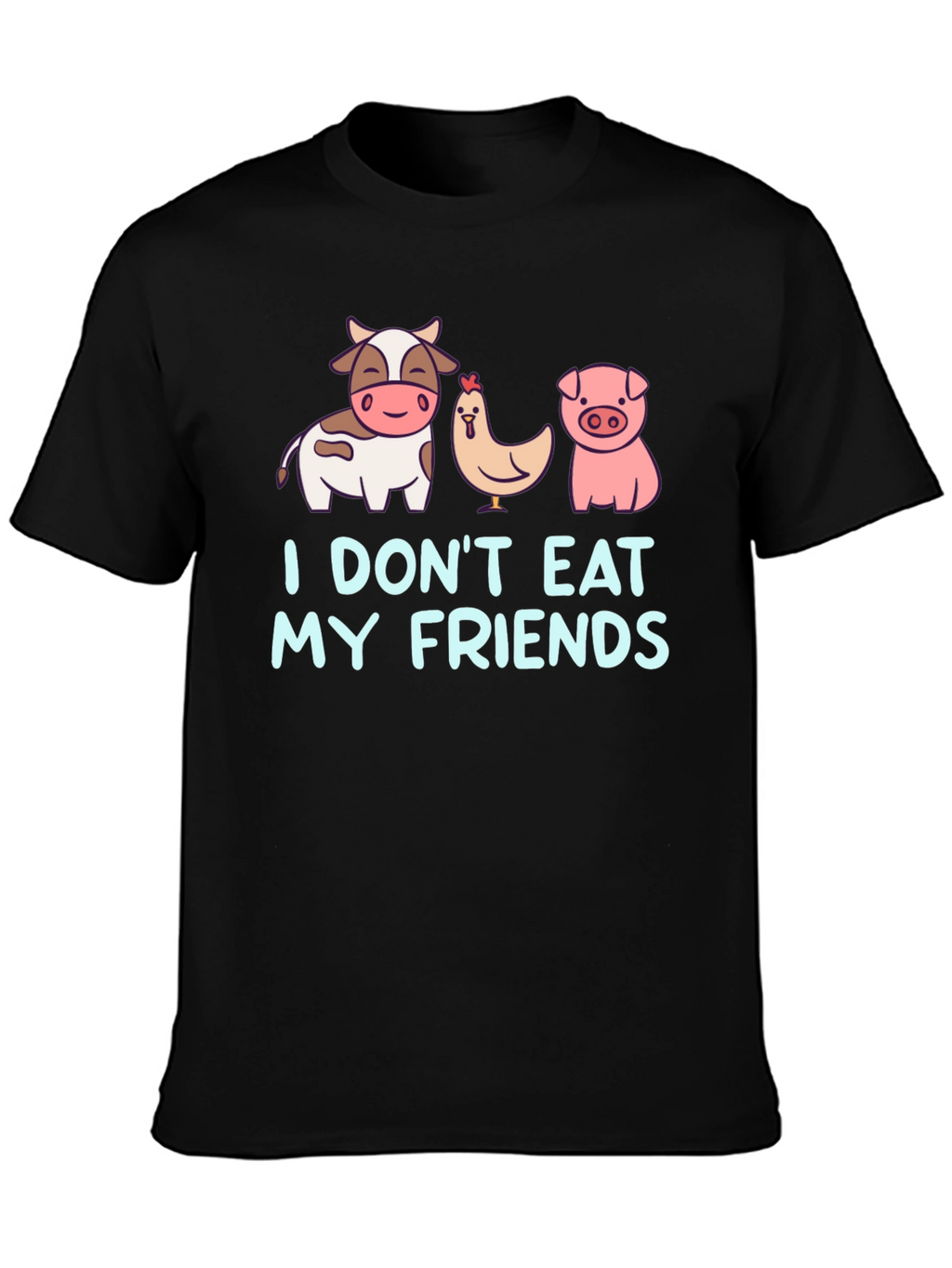 Vegan Dont Eat My Friends Black T-Shirt