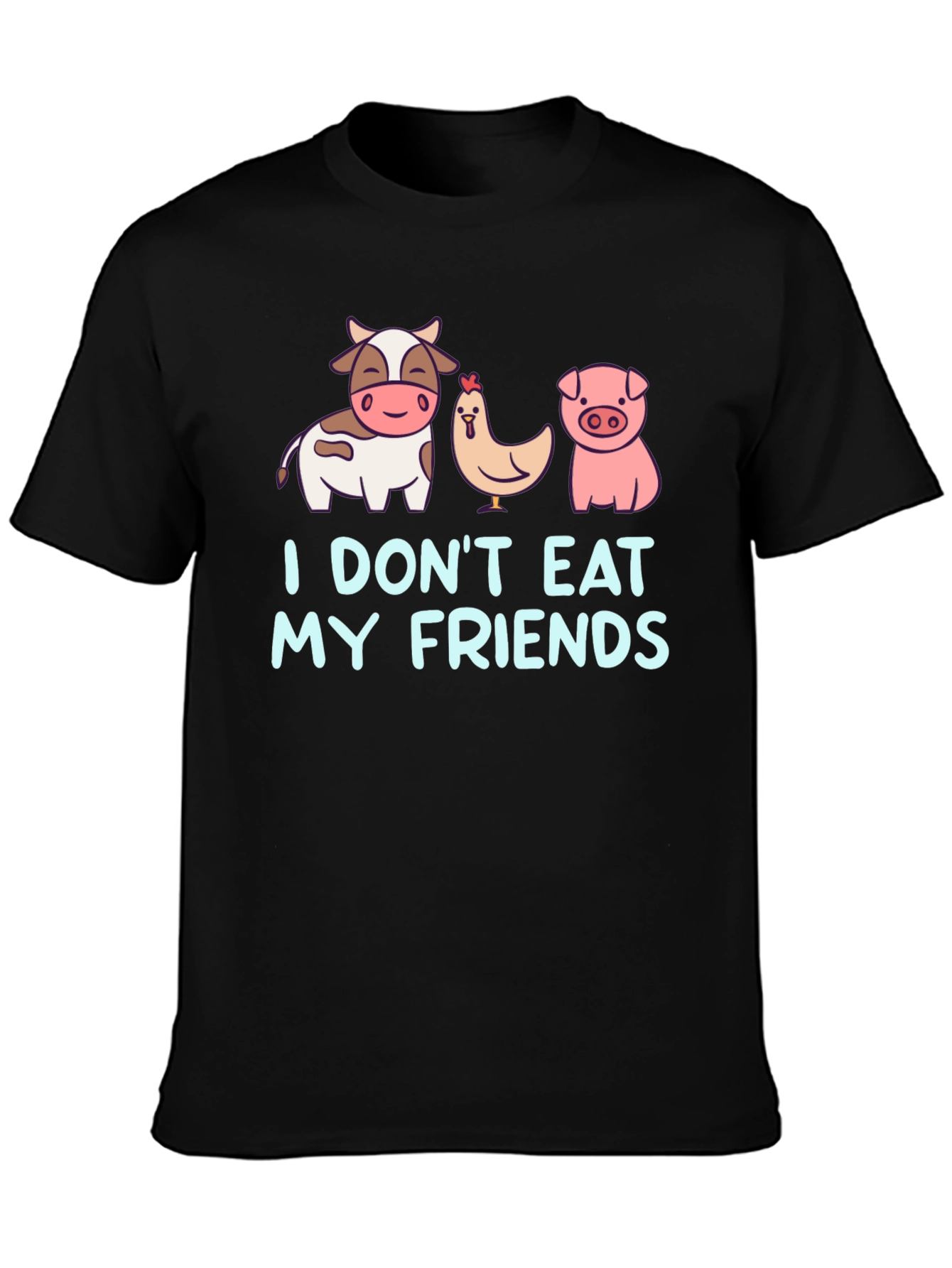 Vegan Dont Eat My Friends Black T-Shirt