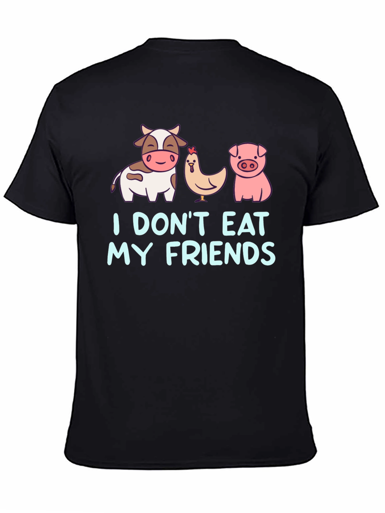 Vegan Dont Eat My Friends Black T-Shirt