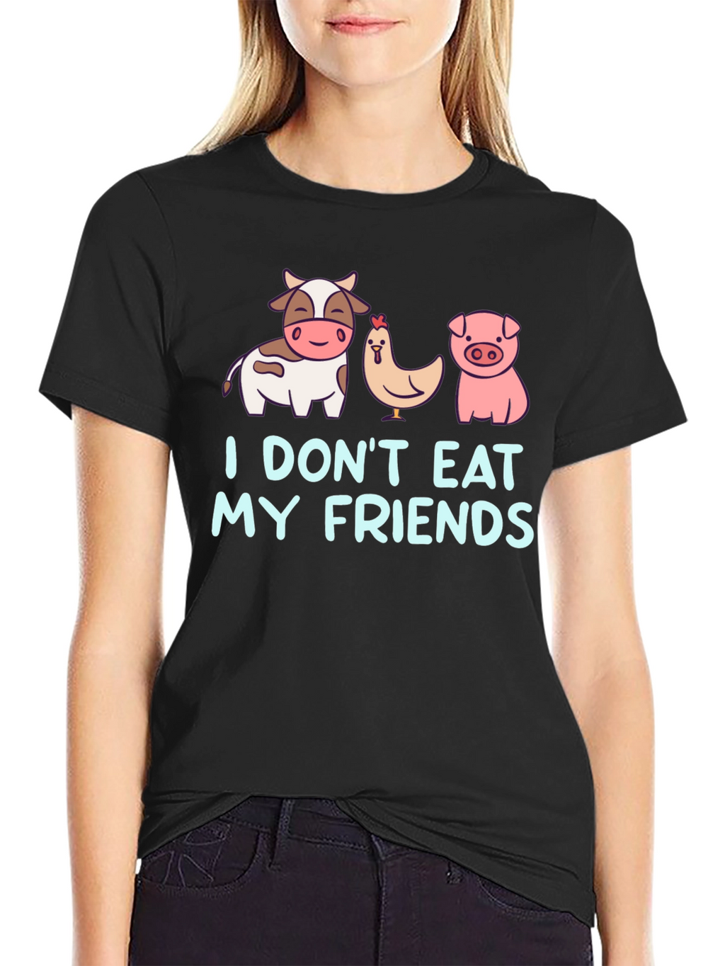 Vegan Dont Eat My Friends Black T-Shirt