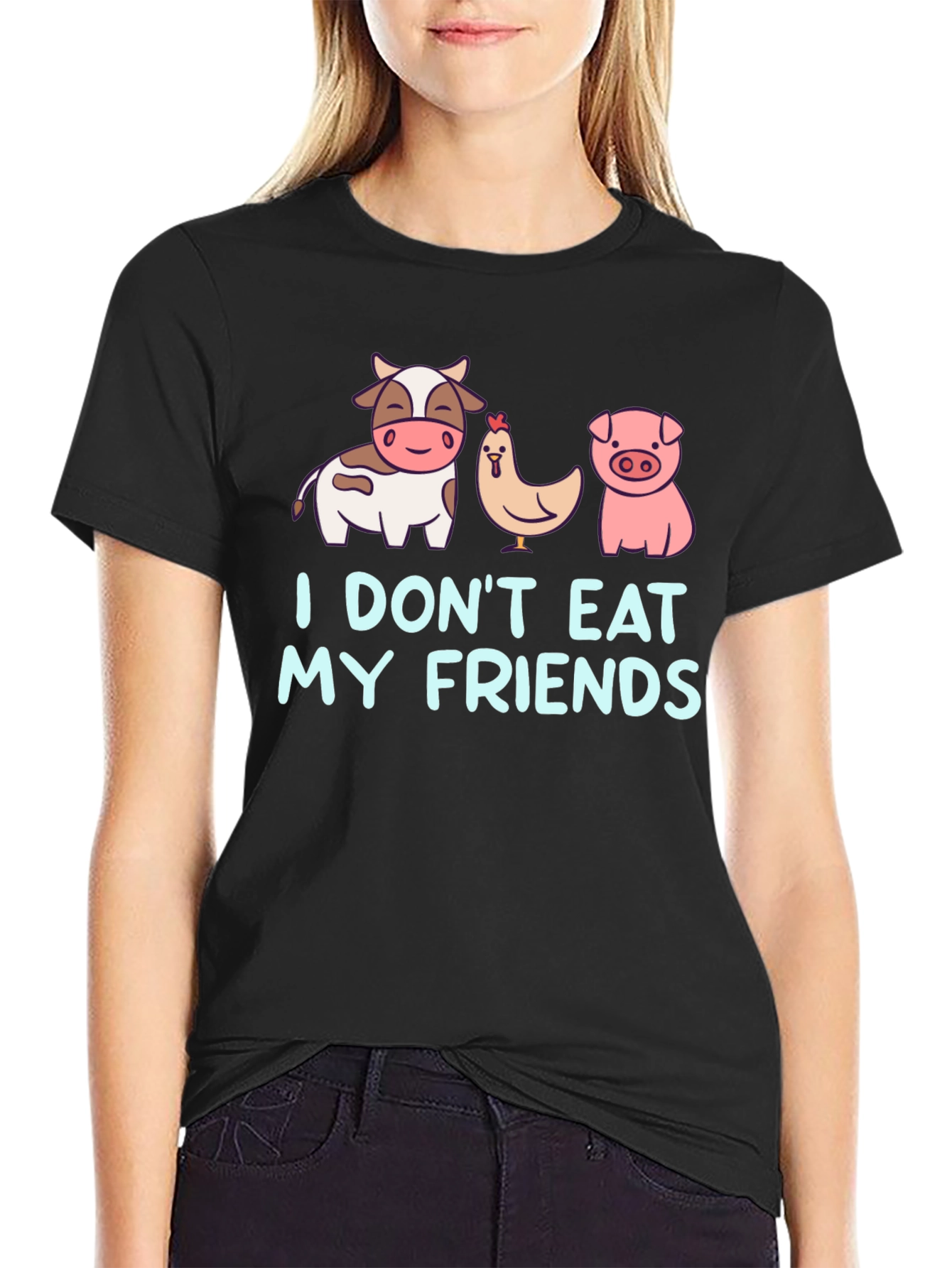 Vegan Dont Eat My Friends Black T-Shirt