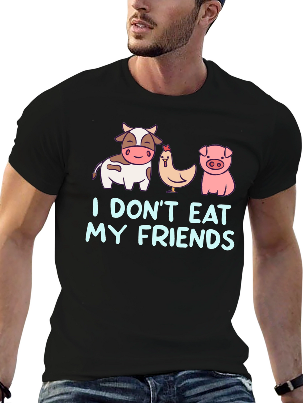 Vegan Dont Eat My Friends Black T-Shirt