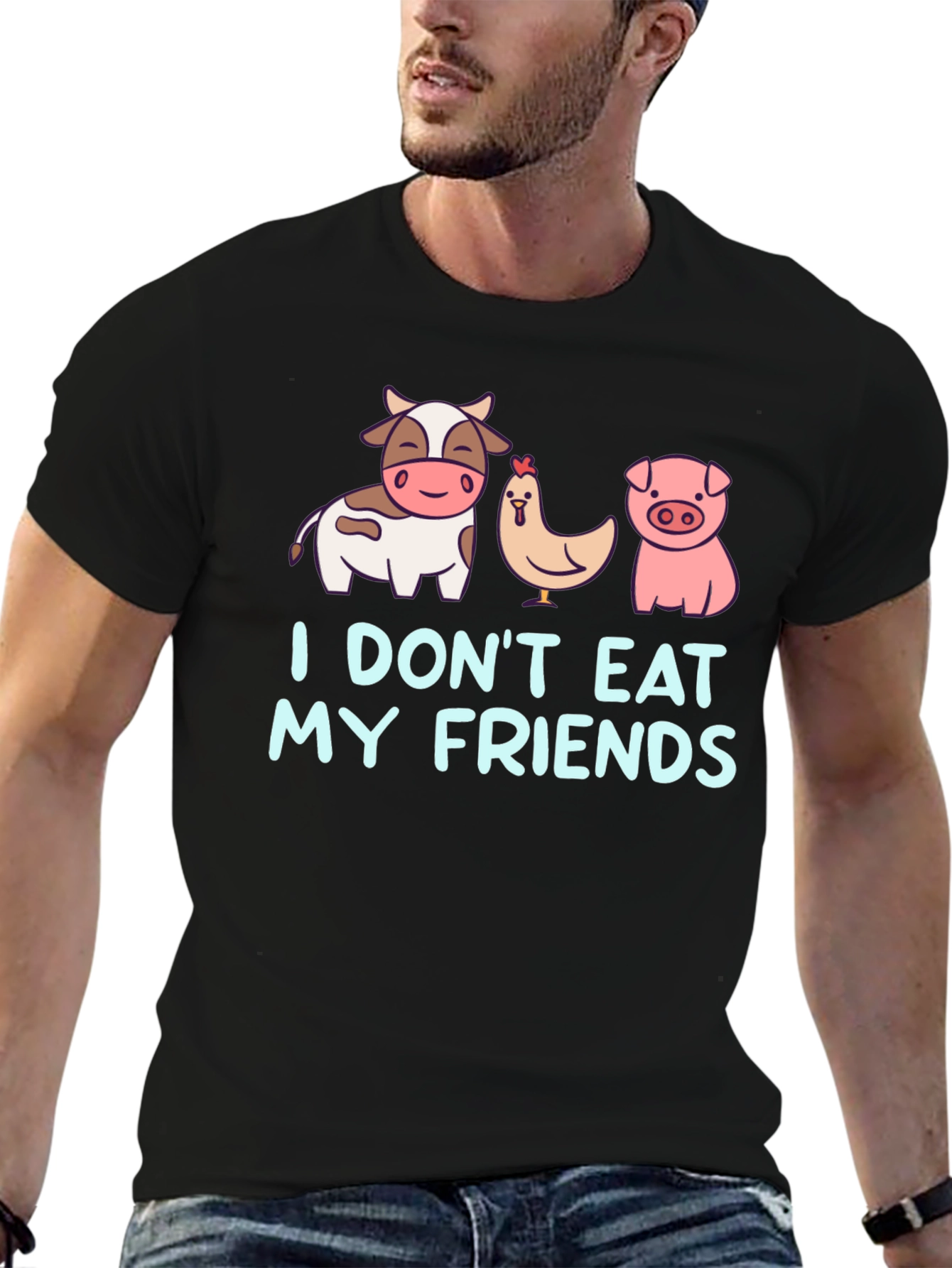 Vegan Dont Eat My Friends Black T-Shirt