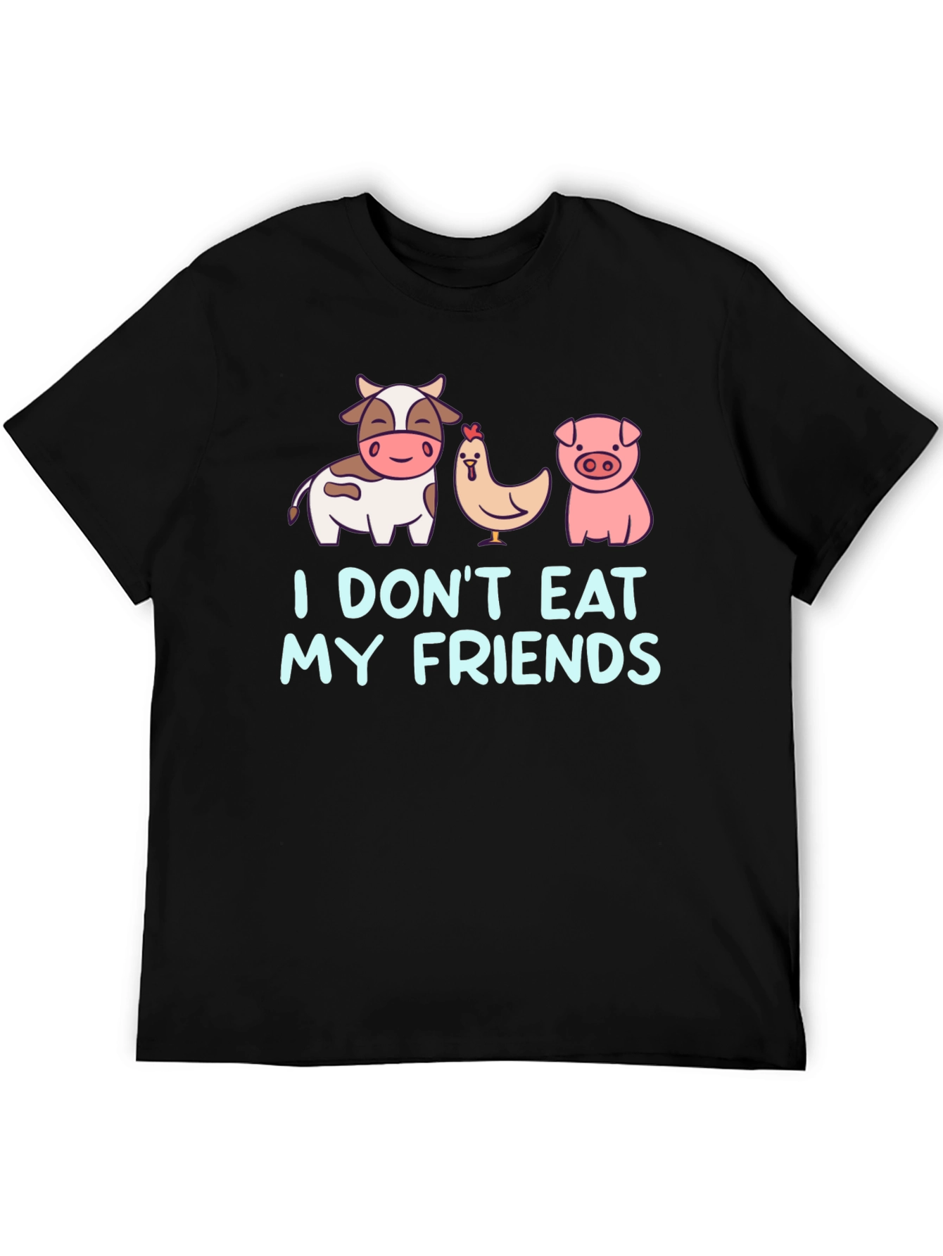 Vegan Dont Eat My Friends Black T-Shirt