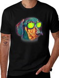 Cool Dachshund Graphic Tee - Black Cotton T-Shirt