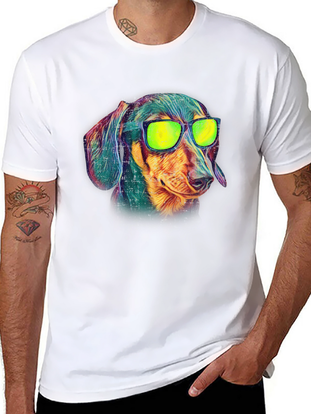 Cool Dachshund Graphic Tee - Black Cotton T-Shirt