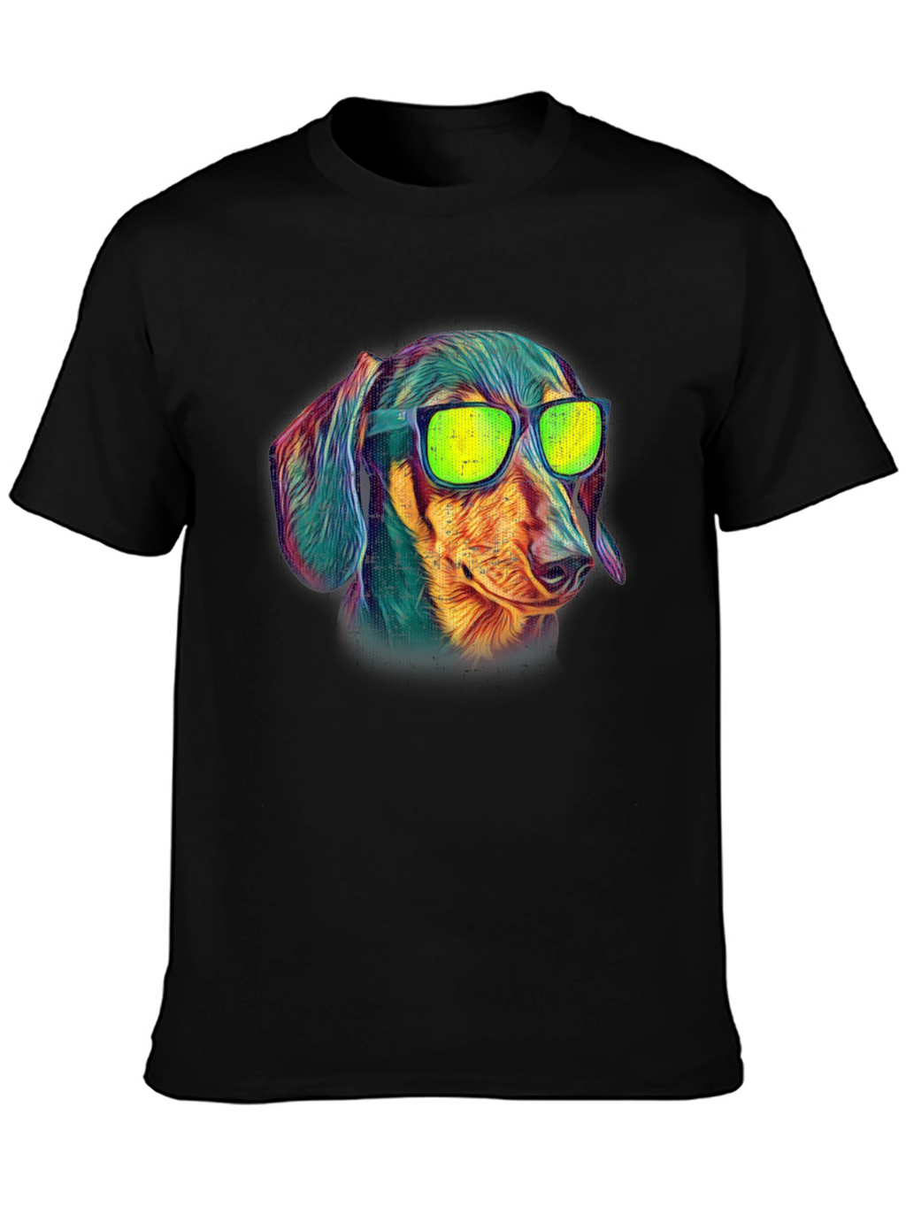 Cool Dachshund Graphic Tee - Black Cotton T-Shirt
