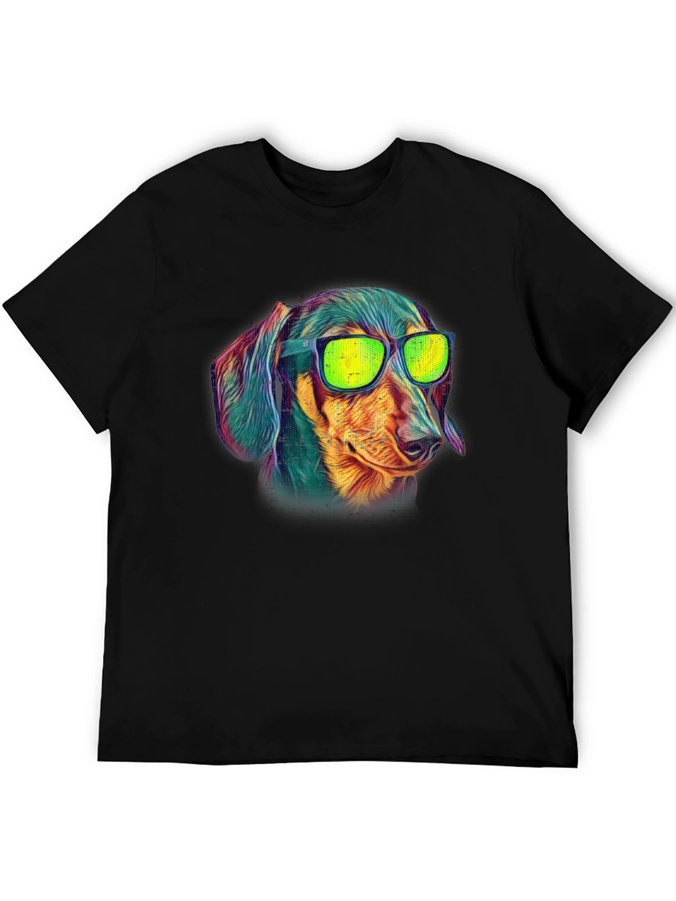 Cool Dachshund Graphic Tee - Black Cotton T-Shirt