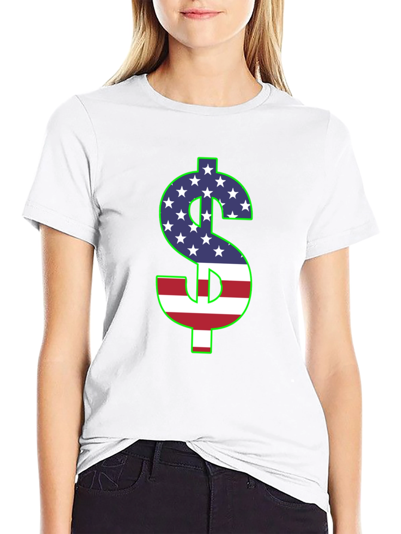 American Flag Dollar Sign Graphic T-Shirt