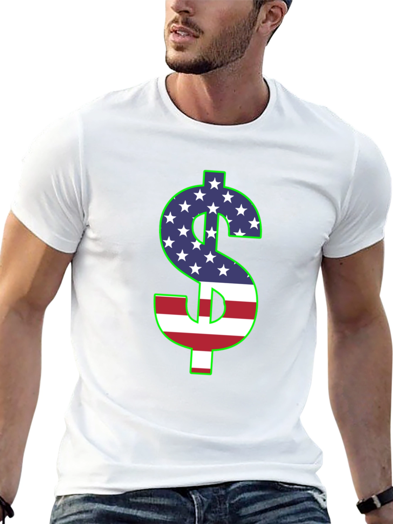 American Flag Dollar Sign Graphic T-Shirt