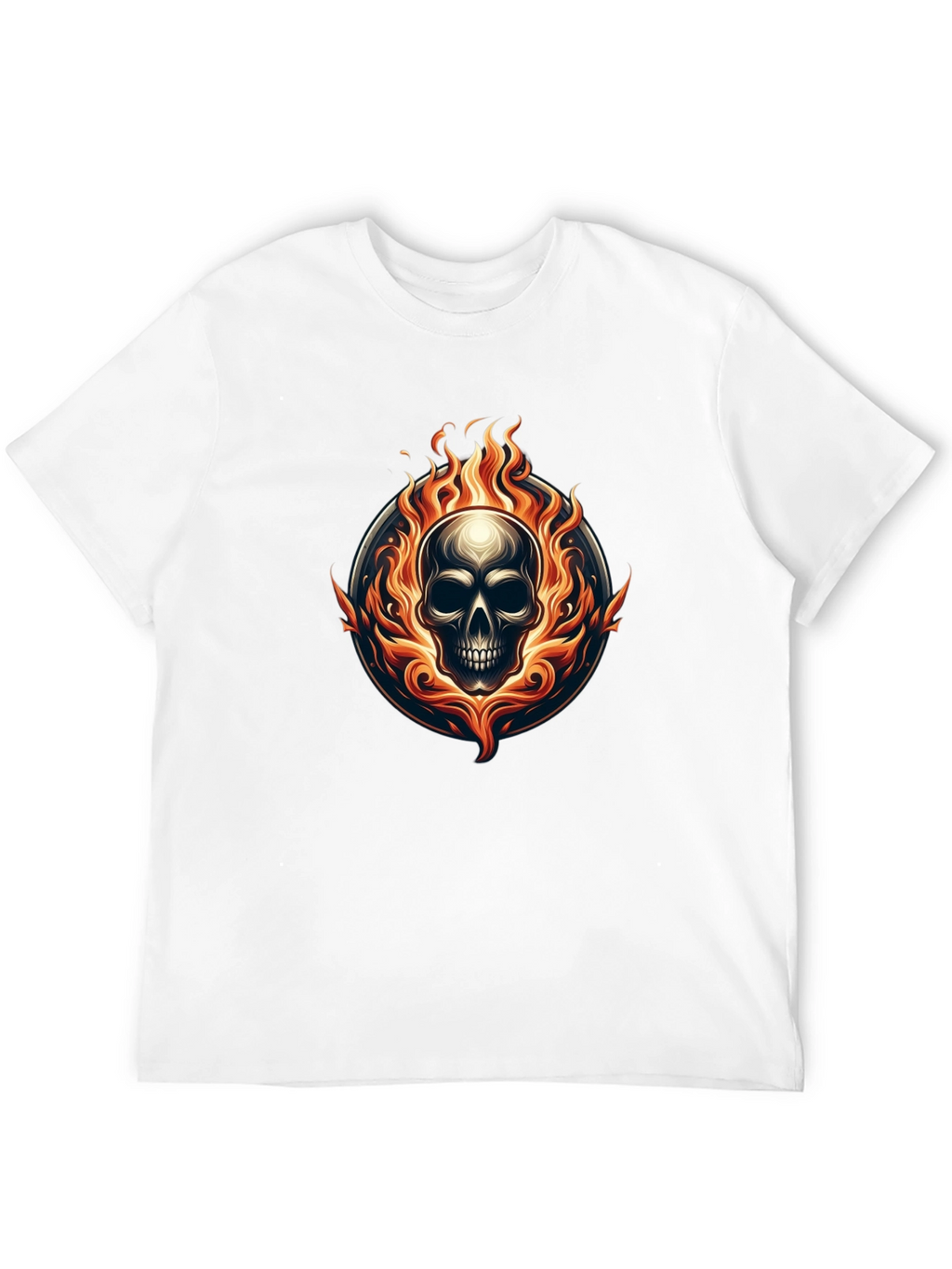 Flaming Skull Graphic Tee - Black