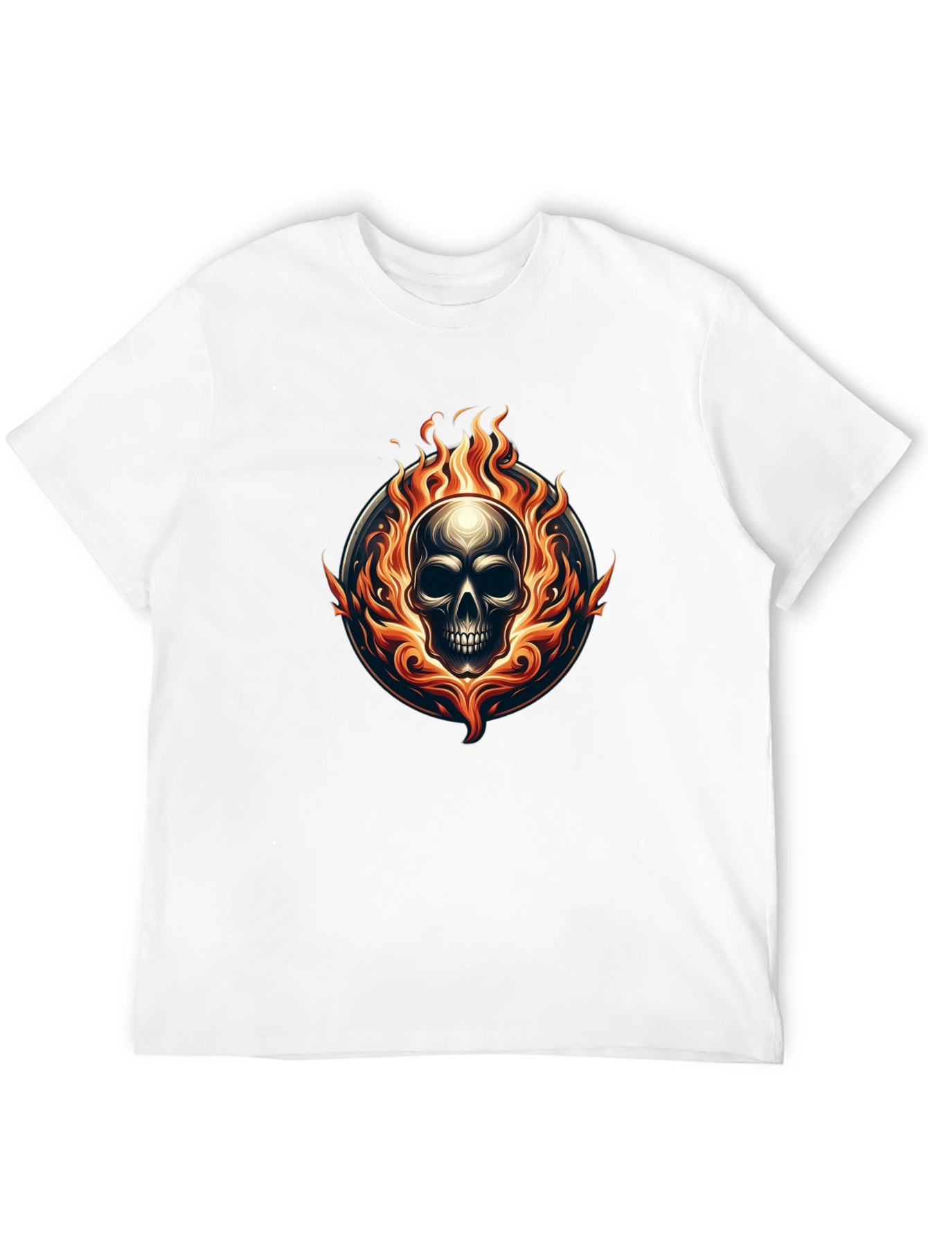 Flaming Skull Graphic Tee - Black
