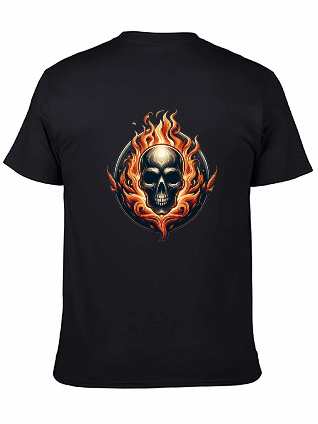 Flaming Skull Graphic Tee - Black