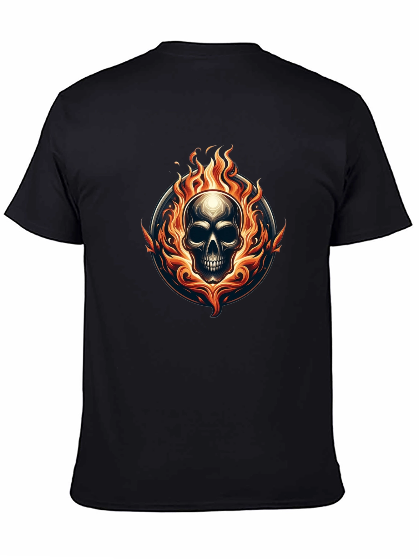Flaming Skull Graphic Tee - Black
