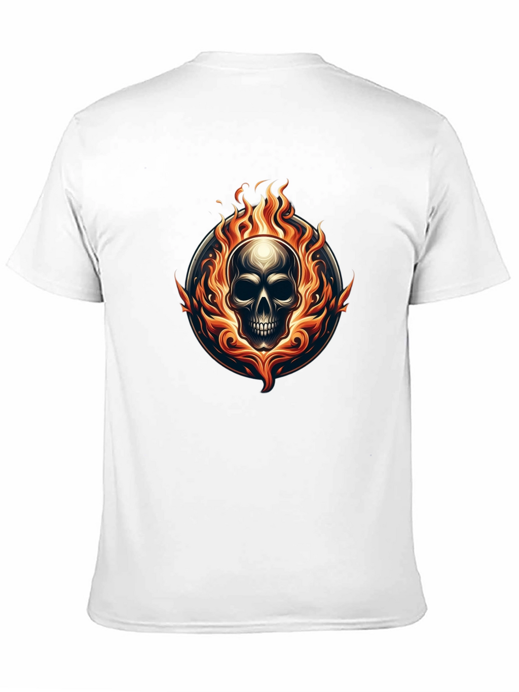 Flaming Skull Graphic Tee - Black