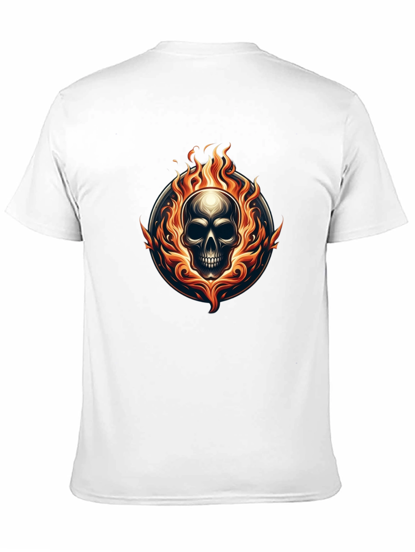 Flaming Skull Graphic Tee - Black