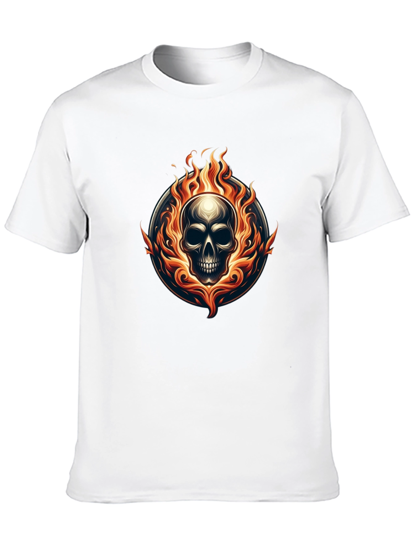 Flaming Skull Graphic Tee - Black