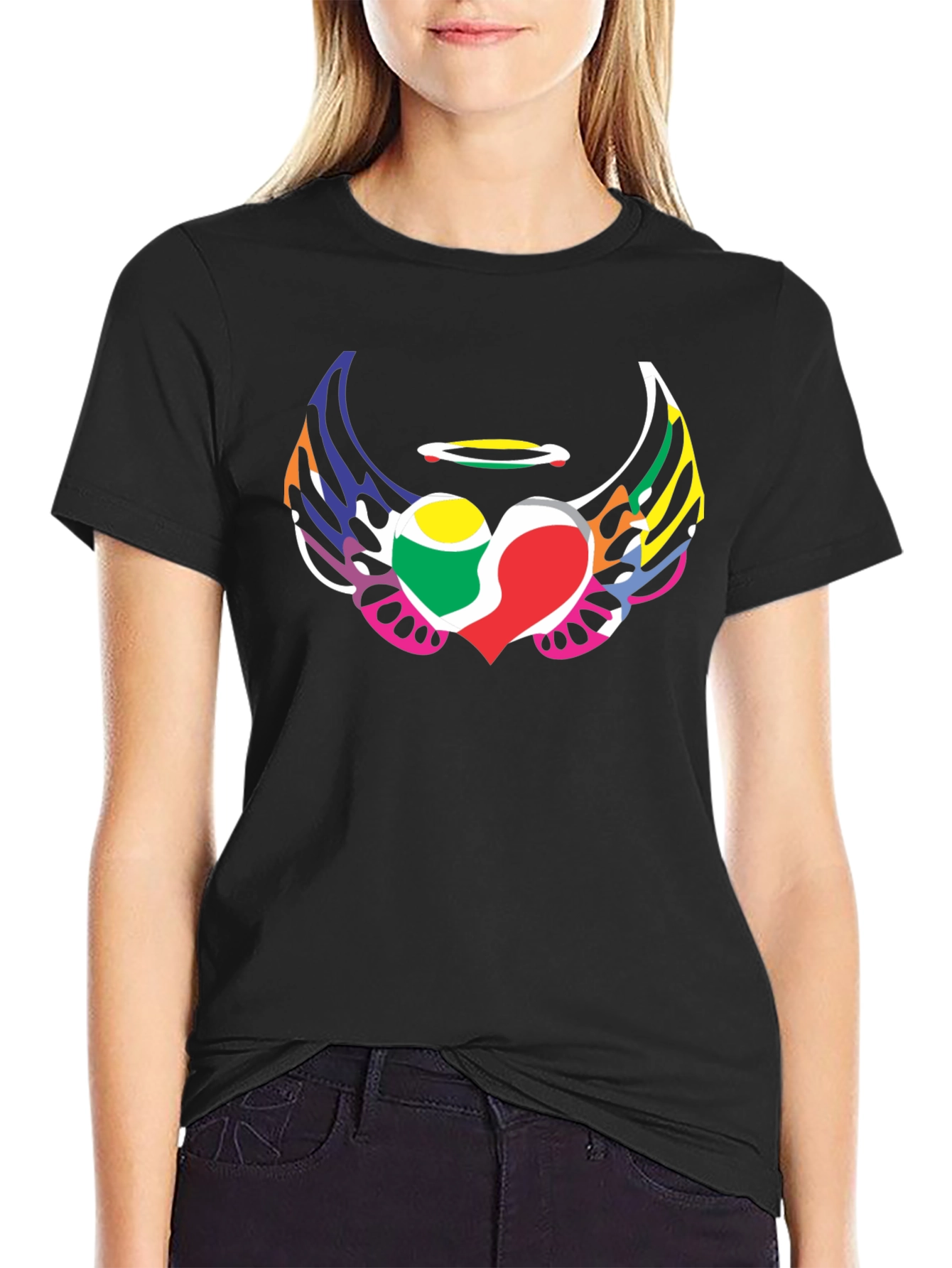 Heart Wings Graphic T-Shirt - Bold Colorful Design