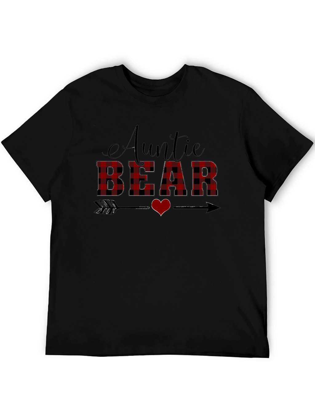 Auntie Bear Plaid Heart Graphic Tee