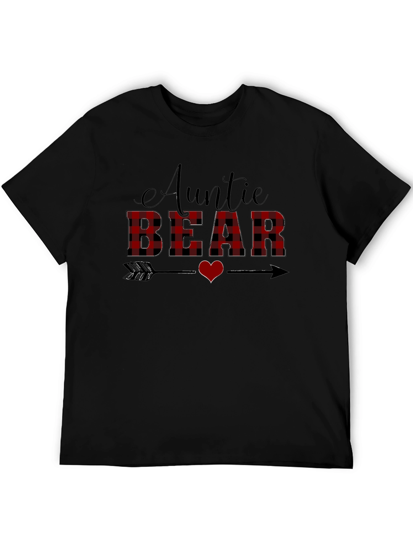 Auntie Bear Plaid Heart Graphic Tee