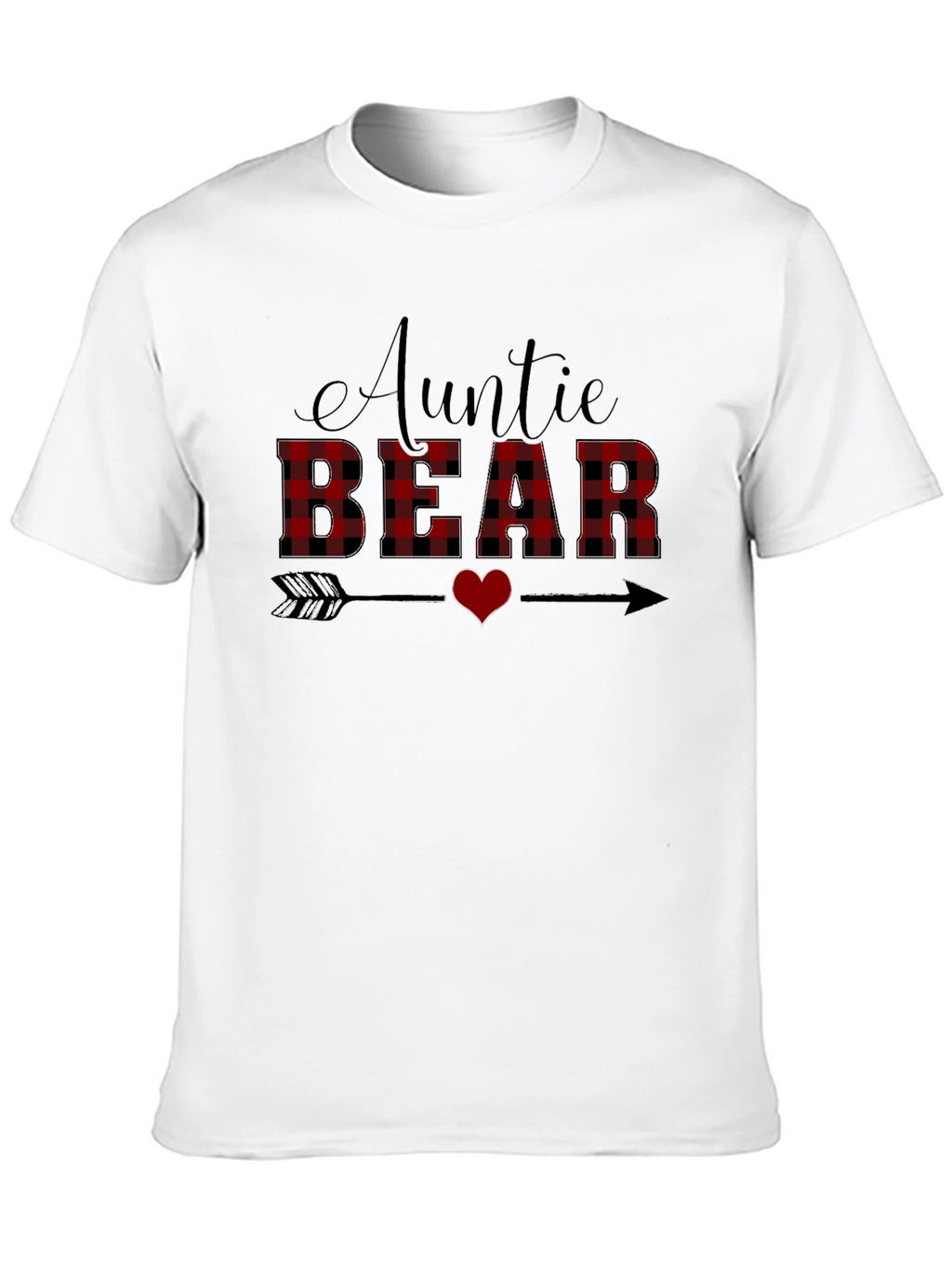 Auntie Bear Plaid Heart Graphic Tee