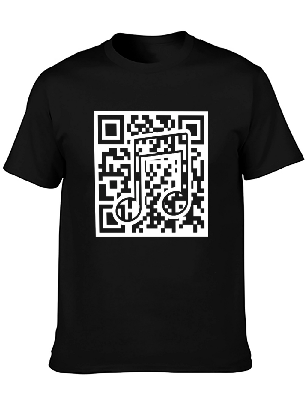 Musical QR Code Graphic Tee - Black Cotton Shirt