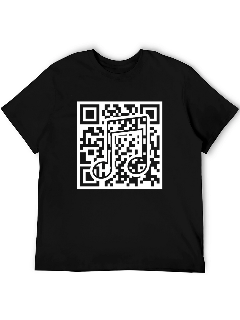 Musical QR Code Graphic Tee - Black Cotton Shirt