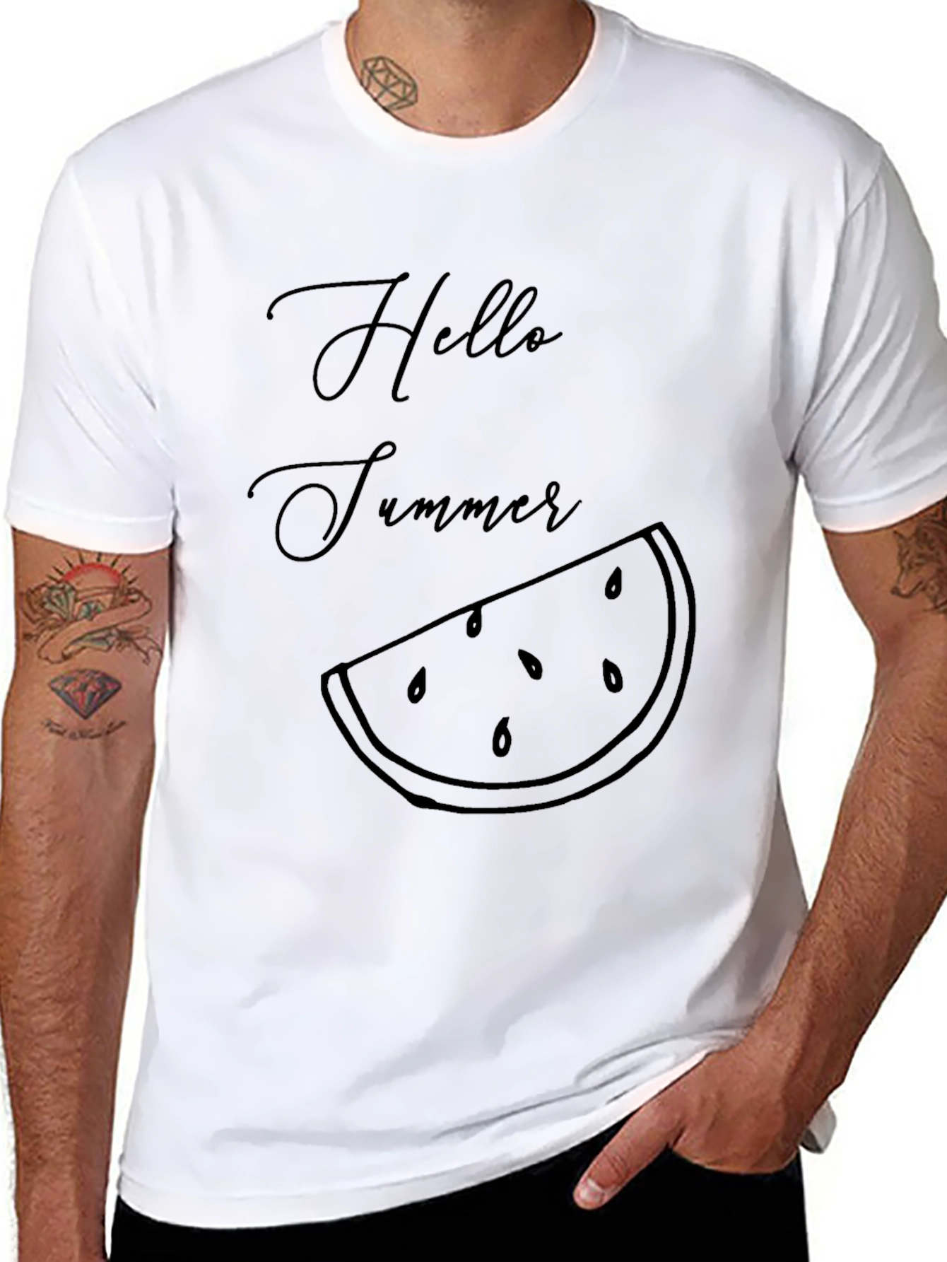Hello Summer Watermelon Graphic T-Shirt