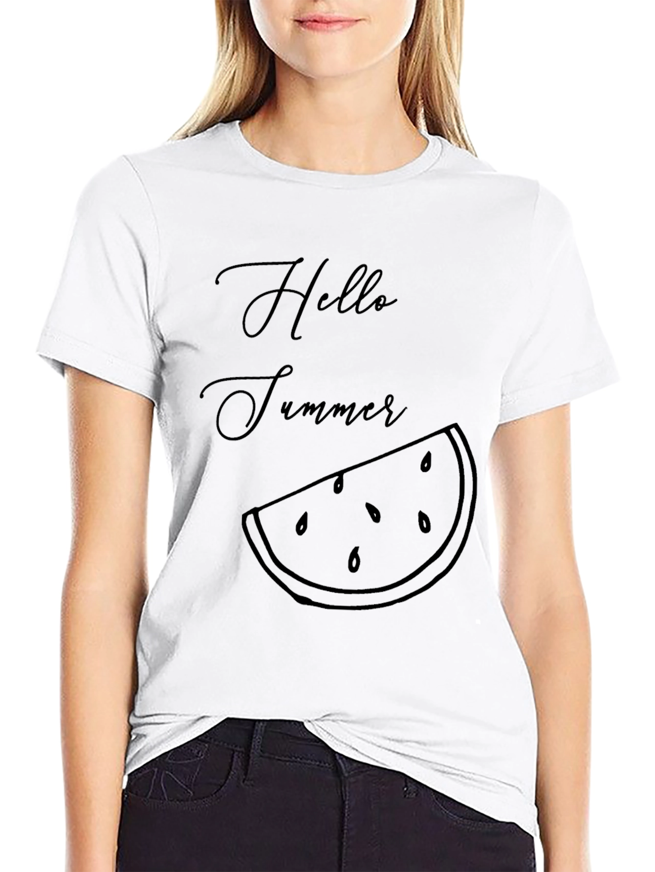 Hello Summer Watermelon Graphic T-Shirt